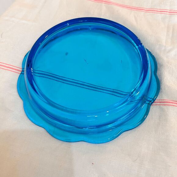 Vintage L.E Smith Colonial Blue Moon and Stars Mould Weishar Glass Cheese/Butter - Picture 4 of 8